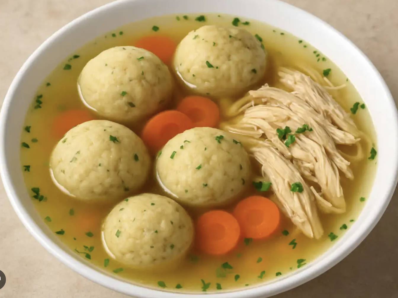Caldo de Frango com Kneidlach